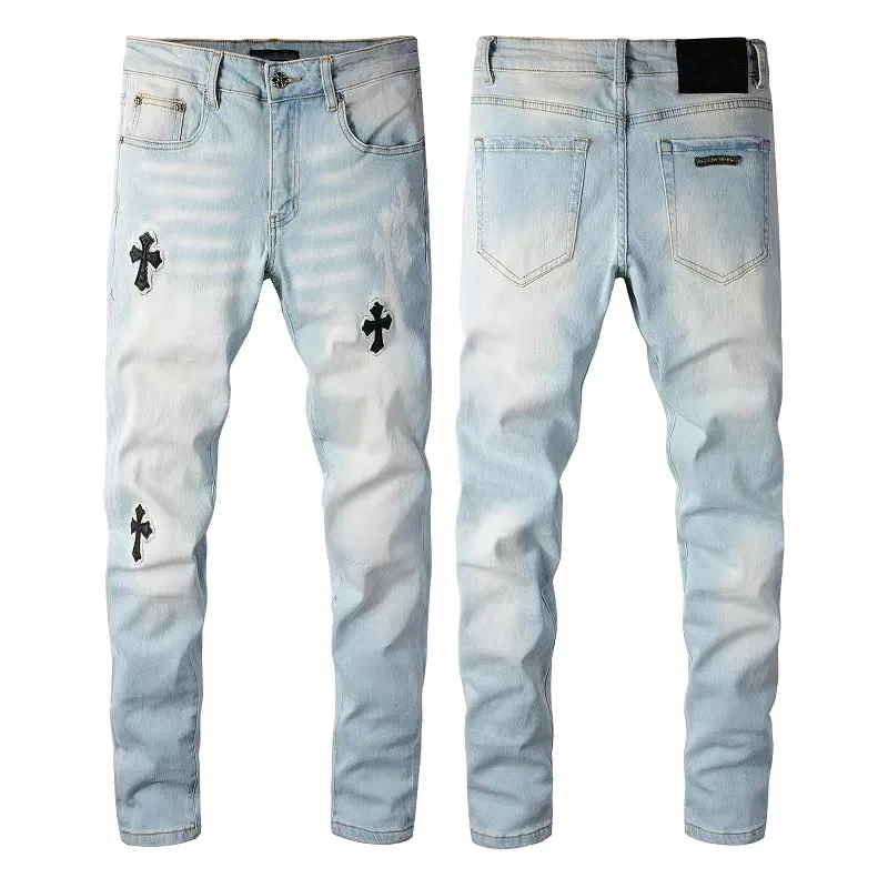 Designer Jeans Herren Denim Stickerei Hosen Mode Löcher Hosen 28-38Hip Hop Distressed Zipper Hosen Für Männer 2022 Top Verkauf