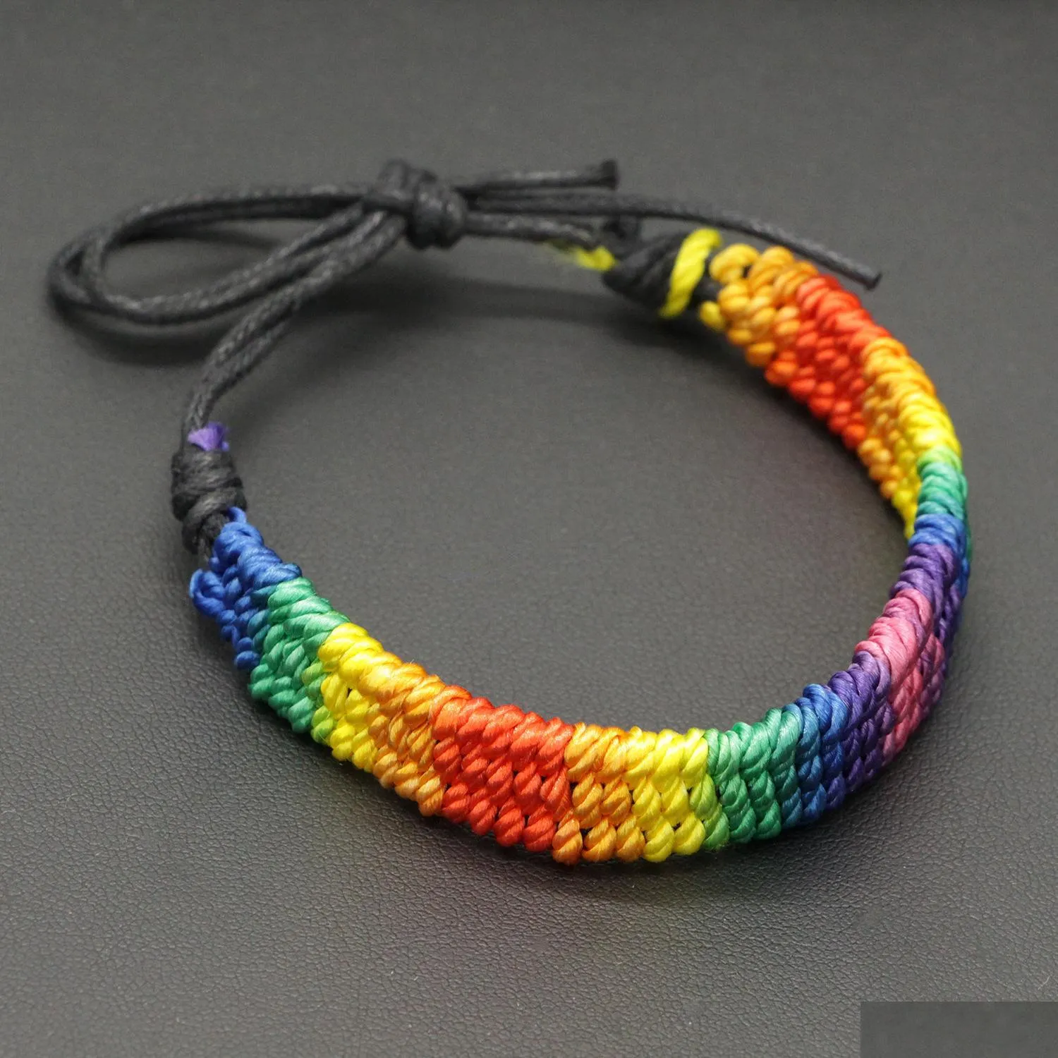 Braccialetti con ciondoli Fascino Lesbiche Regali di San Valentino Bandiera Lgbt Treccia Fatto a mano Arcobaleno Bracciale Gay Pride Amore Delicati Braccialetti dell'amicizia Dhjxg