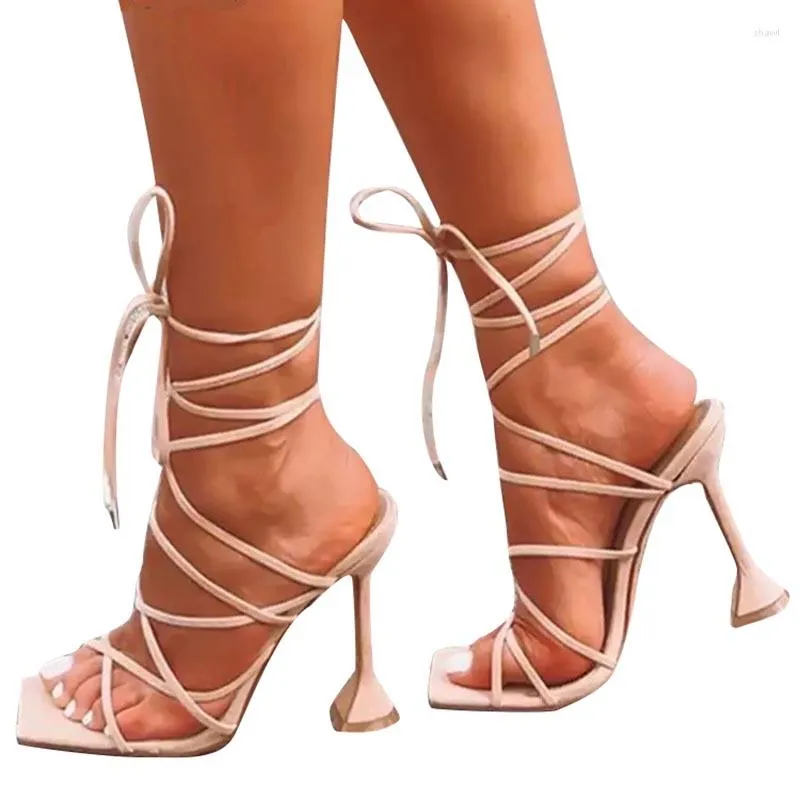 Sandalen Sommer Plus Size Heels Damenschuhe Europäische und amerikanische Mode hochhackige Stiletto Cross Strap Damen offene Spitze