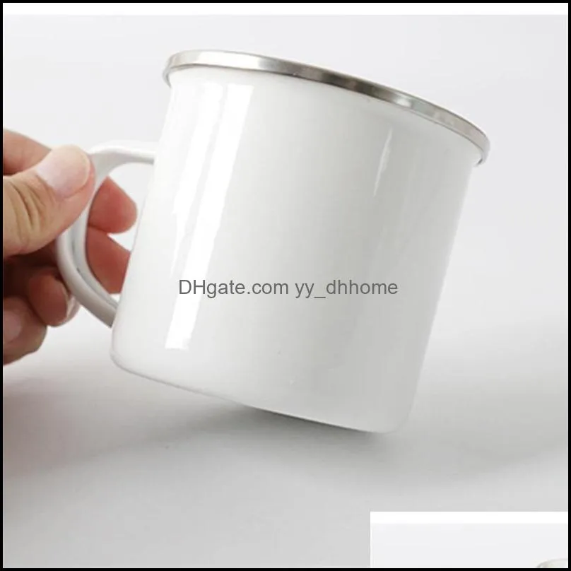 Mugs Sublimation Enamel Coffee Mug 12Oz Cam Metal Mugs Steel Durable Travel Beverage 139 S2 Drop Delivery 2021 Home Garden Kitchen D Dhjqe