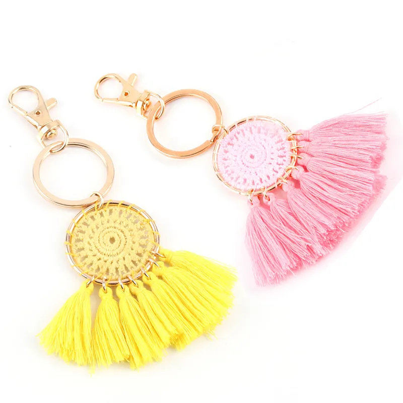 Dream Catcher Keychain Pendant Boho Handwoven Tassel Keychain Bag Decorative Jewelry Ornaments Keyring