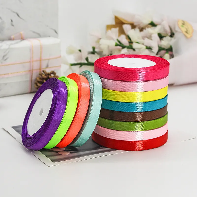 0.6/1/1.2/1.5/2cm satin ribbon 22M / Roll for DIY colorful home decoration kids handmade craft gift packaging event party decor