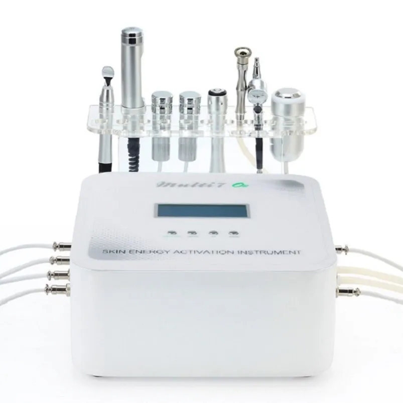 Multifunktionell skönhetsutrustning 7 i 1 mesoterapi Dermabrasion Face Lift RF Cold Hammer Injector Micro Current Facial Machine