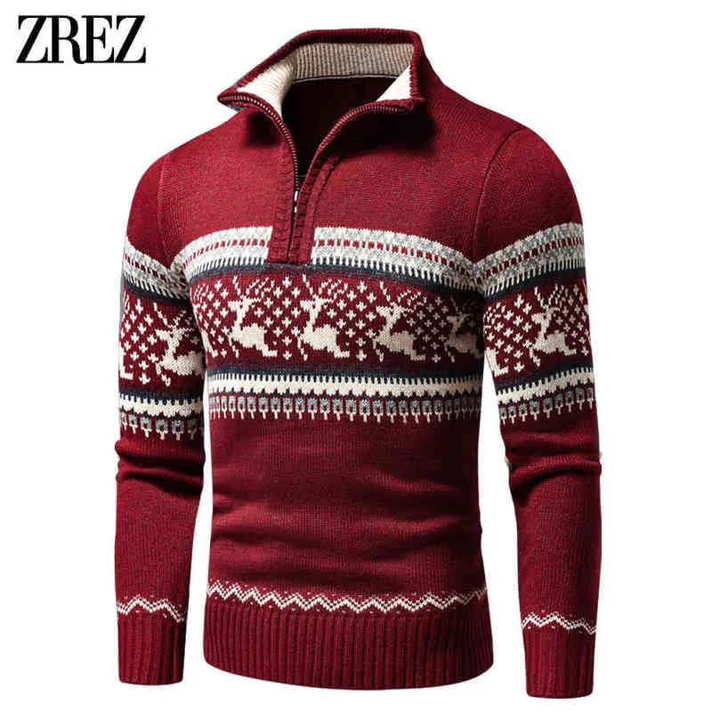 Heren Truien Mannen 2022 Herfst Nieuwe Casual Jacquard Half Zip Polo Trui Vest Jas Mannen Winter Lange Mouwen Mock Hals Trui Pullover Mannen T220906