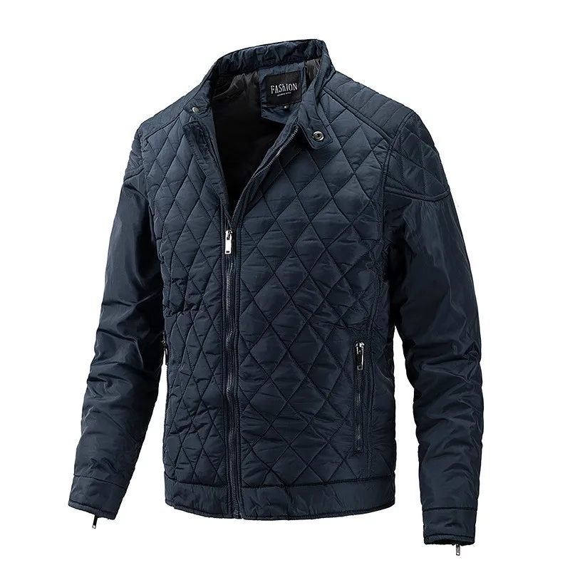 Mens Flight Bomber Diamond Veste Matelassée Légère Varsity Vestes Hiver Chaud Rembourré Manteaux Outwear Plus La Taille