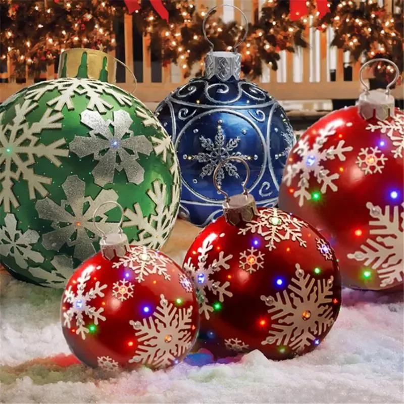 Party Decoration 60cm Christmas Ball Ornaments Creative Christmas Tree Decorations Hushåll utomhus Fun PVC Uppblåsbar Toy Ball Christmas Gift L220907