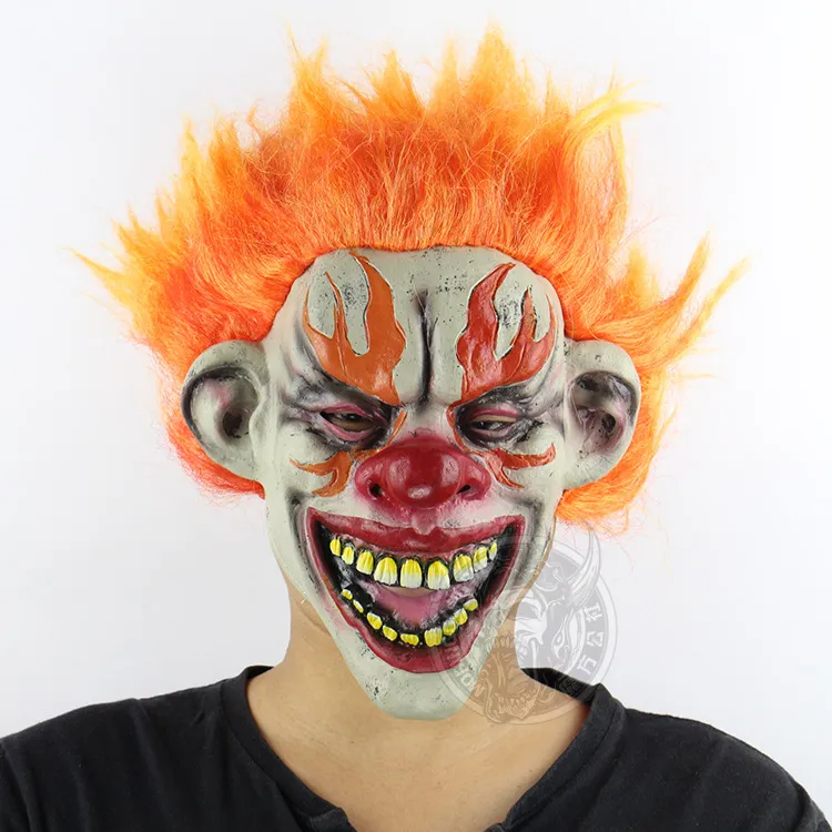 Halloween Spielzeug Flamme Clown Halloween Escape Room Bar Tanz Requisiten Latex Horror Geist Gruselmaske Großhandel