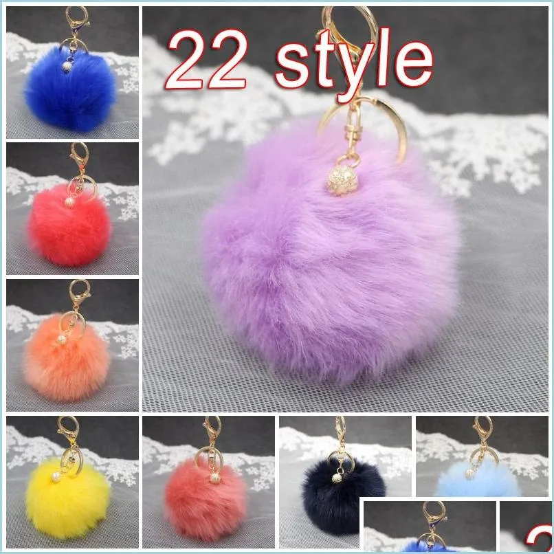 Keychains Pompom Key Chain Creative 8cm nieuwigheid Rabbit Fur Ball Keychains schattige Pearl Fluffy Keyrings for Womens Girls C132 Bdejewelry DH6ZT