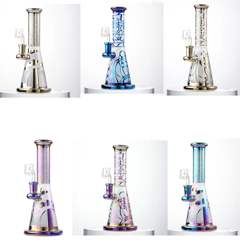 Rainbow Style Glass Water Pipes Hookahs 7 Färger Huvudglas Bongs 9 tum Dab Rigs med 14 mm Female Joint Bowl Banger Rökningstillbehör ZDWS2005