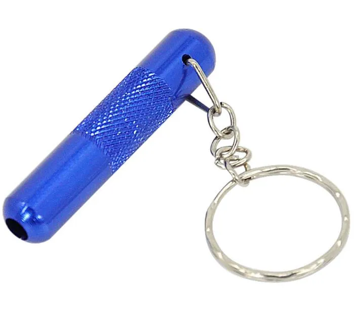 Mini Portable Reting Pipe Metal Snuff Snorter Sniffer Cigaretthållare rör 50mm rörtillbehör med nyckelring