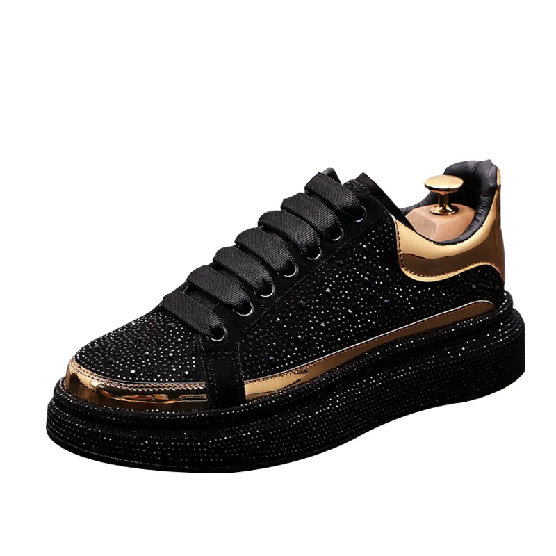 Diseñador de lujo Fiesta de conducción de diamantes Zapatos de boda Diamantes de imitación negros Zapatillas de deporte casuales Punta redonda Ocio Negocios Conducción Mocasines para caminar J106