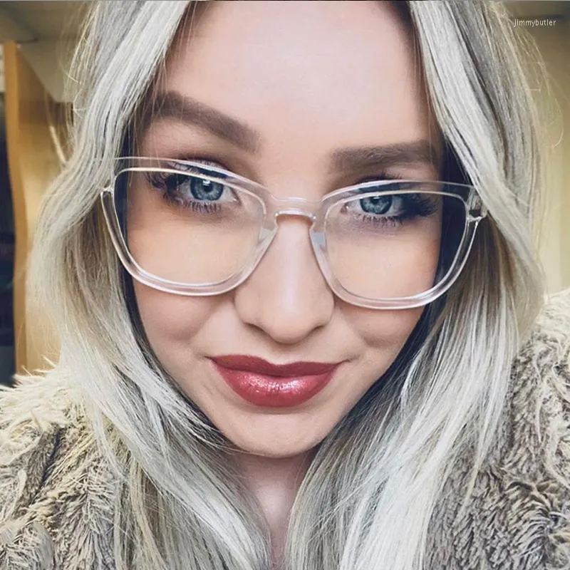 선글라스 프레임 여성을위한 대형 안경 투명한 안티 블루 리그 프레임 광학 2022 고급 빈티지 맑은 안경