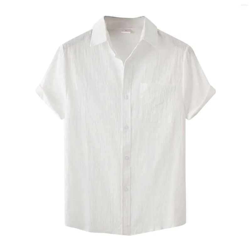 Men's Casual Shirts Mens Turn Down Collar Shirt Men's Spring Fashion Top Solid Color Turndown Tops Button Work T Men