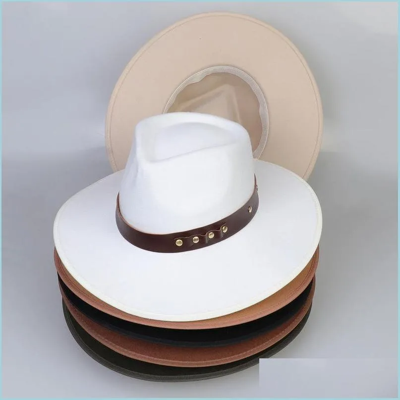 Stingy Brim Hats Mens Womens Hat Fedoras Bk Felt Fedora Hats For Women Men Jazz Panama Woman Wide Brim Cap Female Male Caps 2021 Autu Dhizy