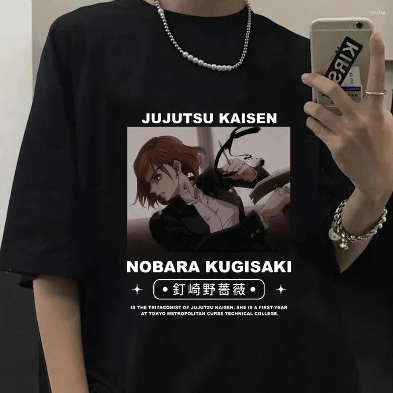 Erkekler T Shirt Anime Jujutsu Kaisen Kugisaki Nobara Baskı Gömlek Manga Gündelik T-Shirt Erkek Sokak Giyim Harajuku T-Shirts Büyük boy üstler unisex