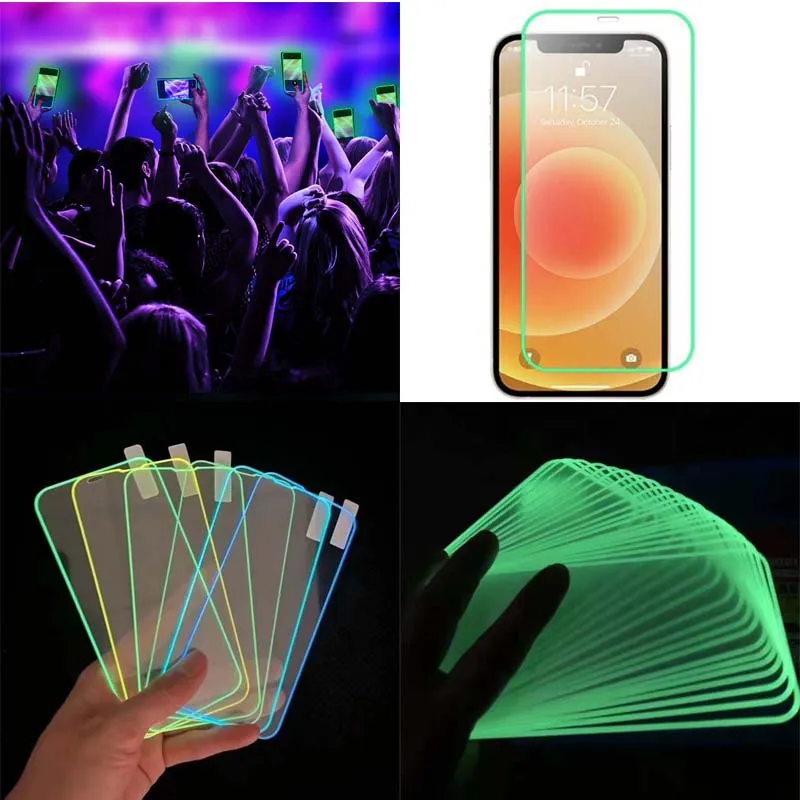 Protecteur d'écran lumineux pour Iphone, Film de protection en verre trempé 14 13 12 Mini 11 Pro Max X Xs Max