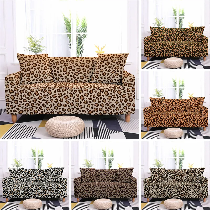 Coprisedie Elastico Leopardo Copridivano 1 2 3 4 posti Per Soggiorno Divano angolare funda divano Chaise Lounge Home Decor Protector 220906