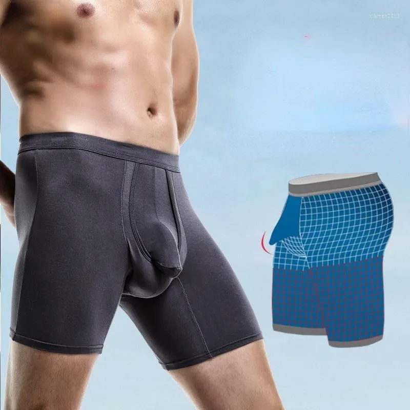 Mutande Uomo Biancheria intima traspirante con boxer con foro per il pene Evitare l'attrito delle gambe Lingerie sexy con apertura sul cavallo Borsa per atleta Sport Panno gay