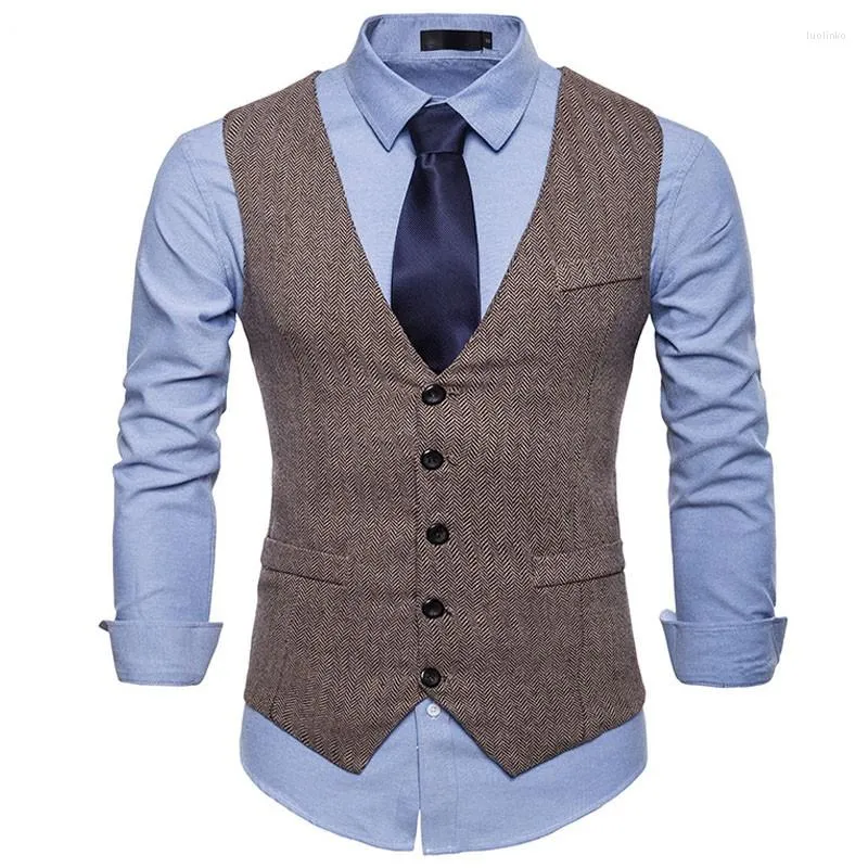 남자의 조끼 패션 커스터마이즈 슈트 조끼 남자 정식 드레스 Colete Masculino Herringbone Gilet Fitness Sleeveless 재킷 웨딩 양복 조끼