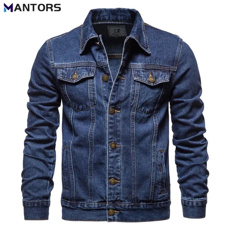 Men's Jackets MANTORS Spring Autumn Mens Denim Cotton Slim Long Sleeve Men Coat Fashion Streetwear Jean Trendy Bomber 220907