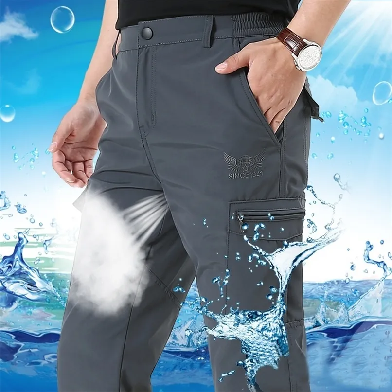 Pantaloni maschili pantaloni impermeabili per pantaloni tattici a secco rapido da uomo primavera estate multi tasche sciolte sciolte casual outdoor sportspant 220907