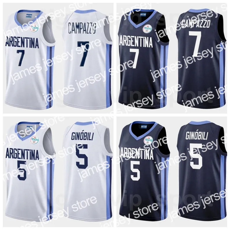 Maglie da basket Uomo Donna Bambini Argentina Basket 7 Maglia Facundo Campazzo 2021 Tokyo 4 Luis SCOLA 14 Gabriel DECK 12 Marcos DELIA 9 Nicolas BRUSSINO