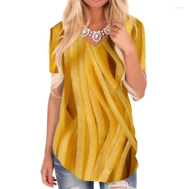 Camisetas para mujeres Socicinadores para hombres Camiseta para mujeres Giyu Marca Spaghetti Camiseta Women Línea Estampado Amarillo Vista Vistola Vistola de ropa para mujeres Hip