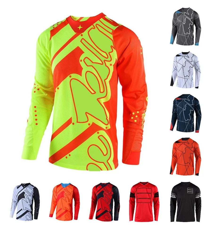 Downhill MTB Motokros Forması Erkekler Off-Road Motosiklet Yarışı Uzun T-Shirt Yaz Dağ Bisikletçisi Hızlı Kurutma Bisiklet Formaları