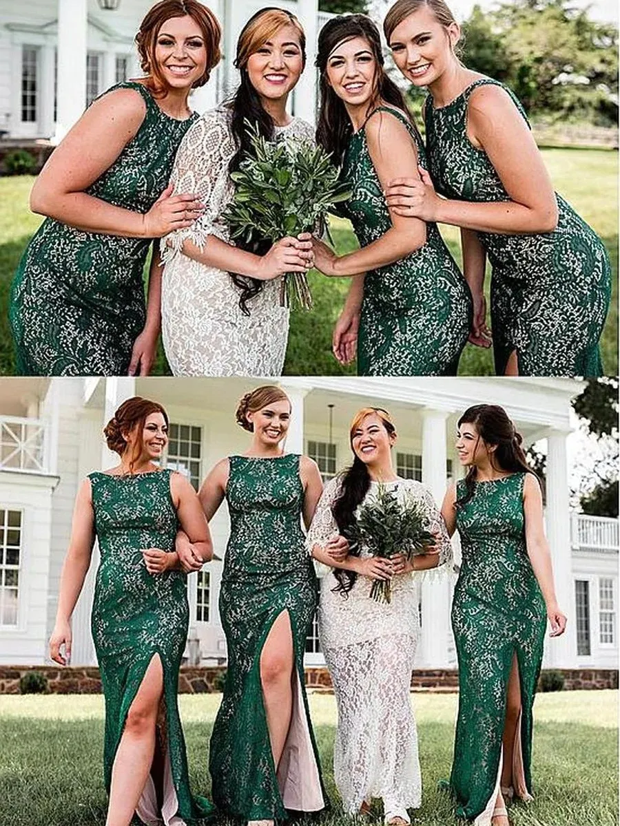 green vintage style bridesmaid dresses Dark Green Bridesmaid Dresses