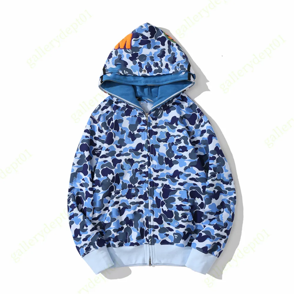 Hoodies Hoodies Blue Hoodie Shark Cap Double Cap Men and Womens Sweatshirts Tie-Dye Pullover Hoodie Sould Fit Subsiter Hoody Fleeces Hoodys