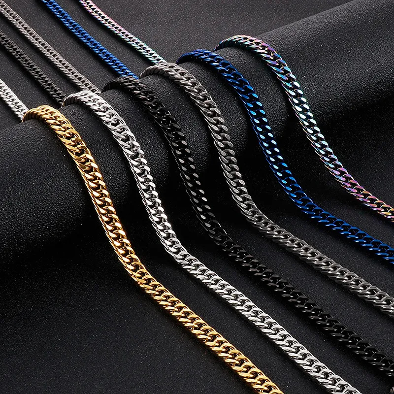 Collier à maillons de chaîne en acier inoxydable pour hommes femmes cadeau bijoux accessoires en gros