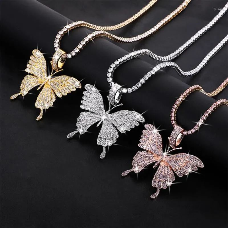 Pendentif Colliers Strass Papillon Pour Femmes Cadeau Mode Pendentifs Collier Tendance Hip Hop Bijoux Couple Accessoires