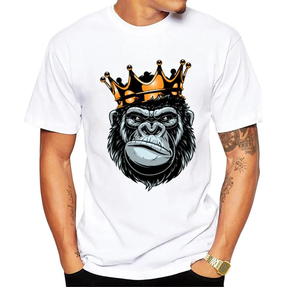 Teehub Gorilla King Alpha Baskılı Erkekler T-Shirt Kısa Kollu Yaz Tshirts Sıradan Üstler Komik Maymun Tees2438