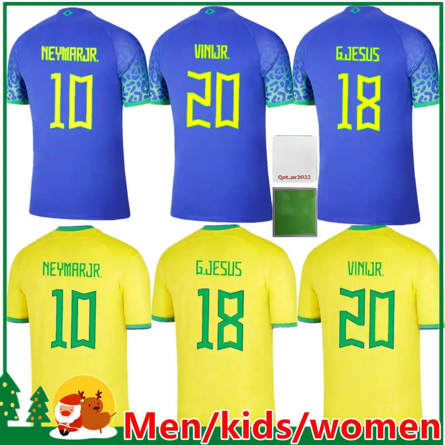 2022 2023 브라질 축구 저지 Marcelo Pele Paqueta Neres Coutinho Firmino Jesus 22 23 브라질 축구 셔츠 키트 남자 여자