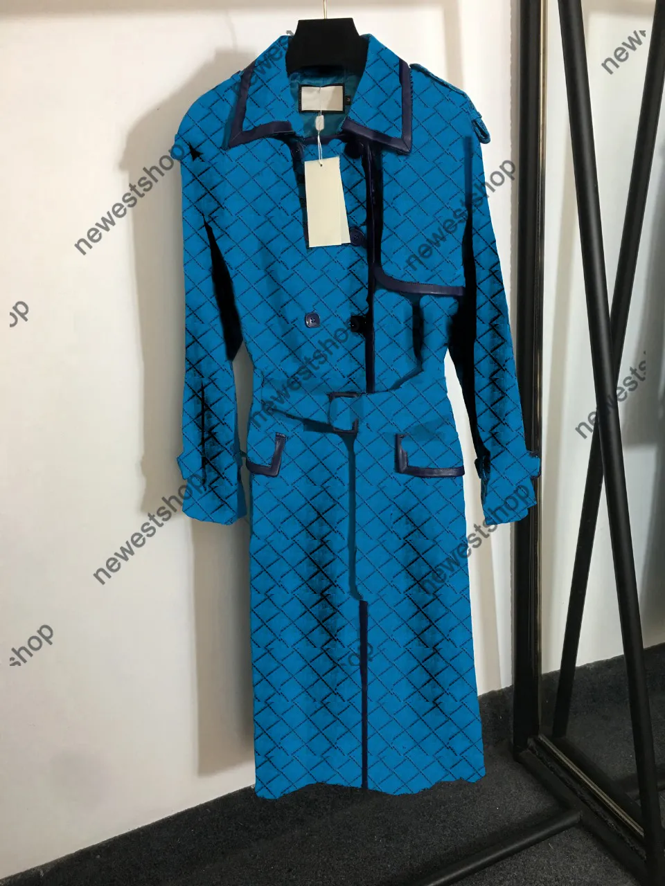 Autumn feminino feminino casacos marca designer de damasco de luxo cardigan windbreaker letra corporal cenas de impressão de cinto solto mola de mola, casaco feminino casual maxi vestido