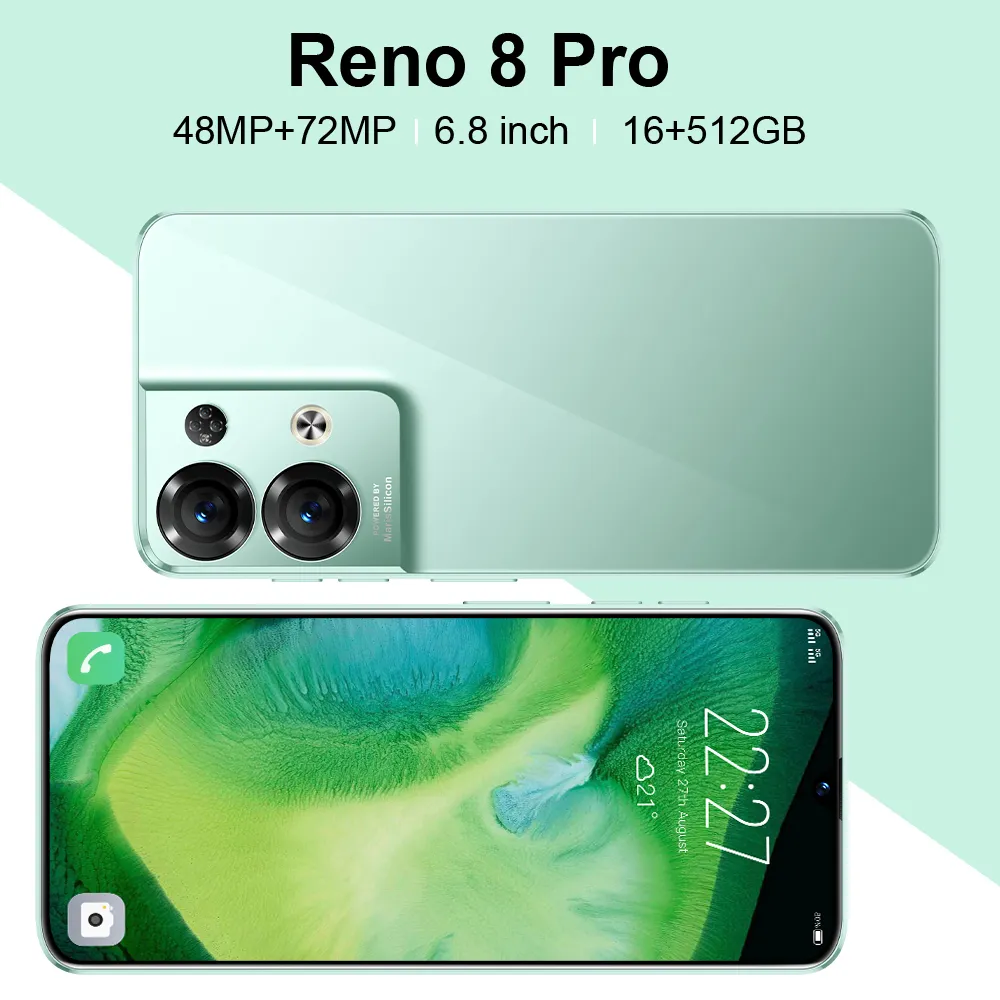 Tienkim Smart Reno8 Pro Telefon komórkowy odblokowany globalna wersja 6,8 cala 16 GB 512 GB Duża pamięć podwójna karta 10 rdzeni