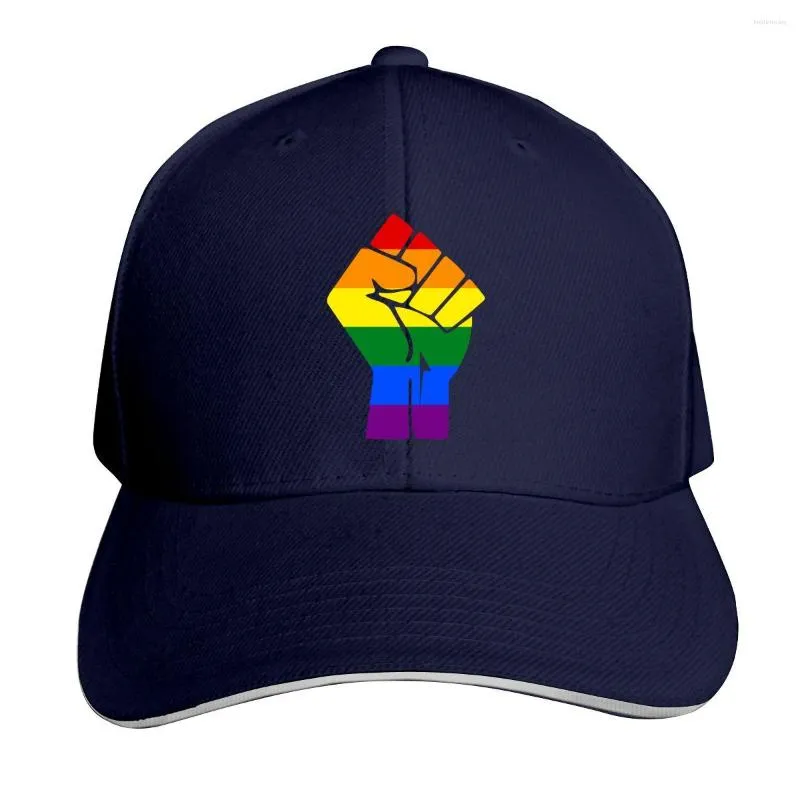 Bérets Casquettes de baseball pour adultes LGBT Pride Flag Fist Casquette Trucker Hat Réglable Peaked Sandwich Chapeaux Sports Outdoors Cap Papa