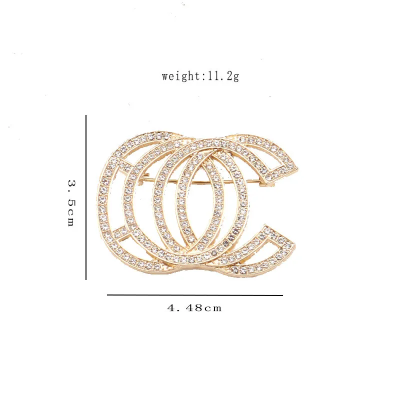 French Designer Brand Letter Brooches Women Geometry Jewelry Gold Brooch Full Diamond Pin Men Marry Wedding Party Blouse Suit Button Cloth Accessories