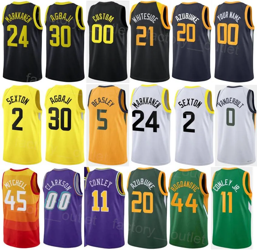 Men Woman Kids Print Earned Basketball Collin Sexton Jersey 2 Mike Conley 11 Bojan Bogdanovic 44 Udoka Azubuike 20 Jared Butler 13 Clarkson 0 Classic High Quality