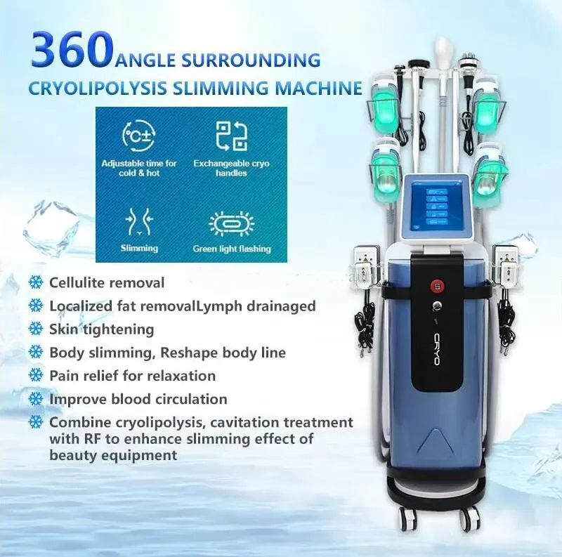 Crioterapia a 360 gradi dimagrante grasso congelamento Macchina crioterapia 5 maniglie Congelamento scolpire lipo laser 40k cavitazione corpo sottile attrezzatura di bellezza