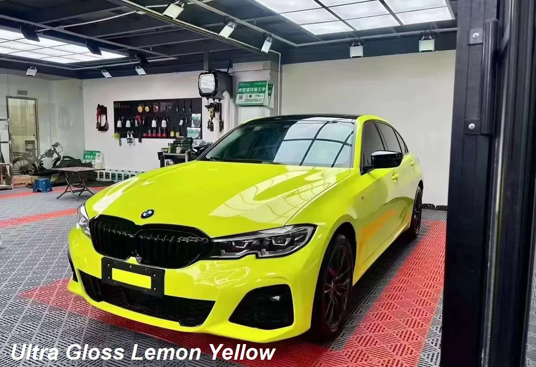 Save Big on Bulk Yellow Vinyl Car Wrap Glossy Lime Yellow Car Wrap Vinyl  Film Ultra Glossy, Air Release, Self Adhesive 5ft X 65ft X 20m)  Best