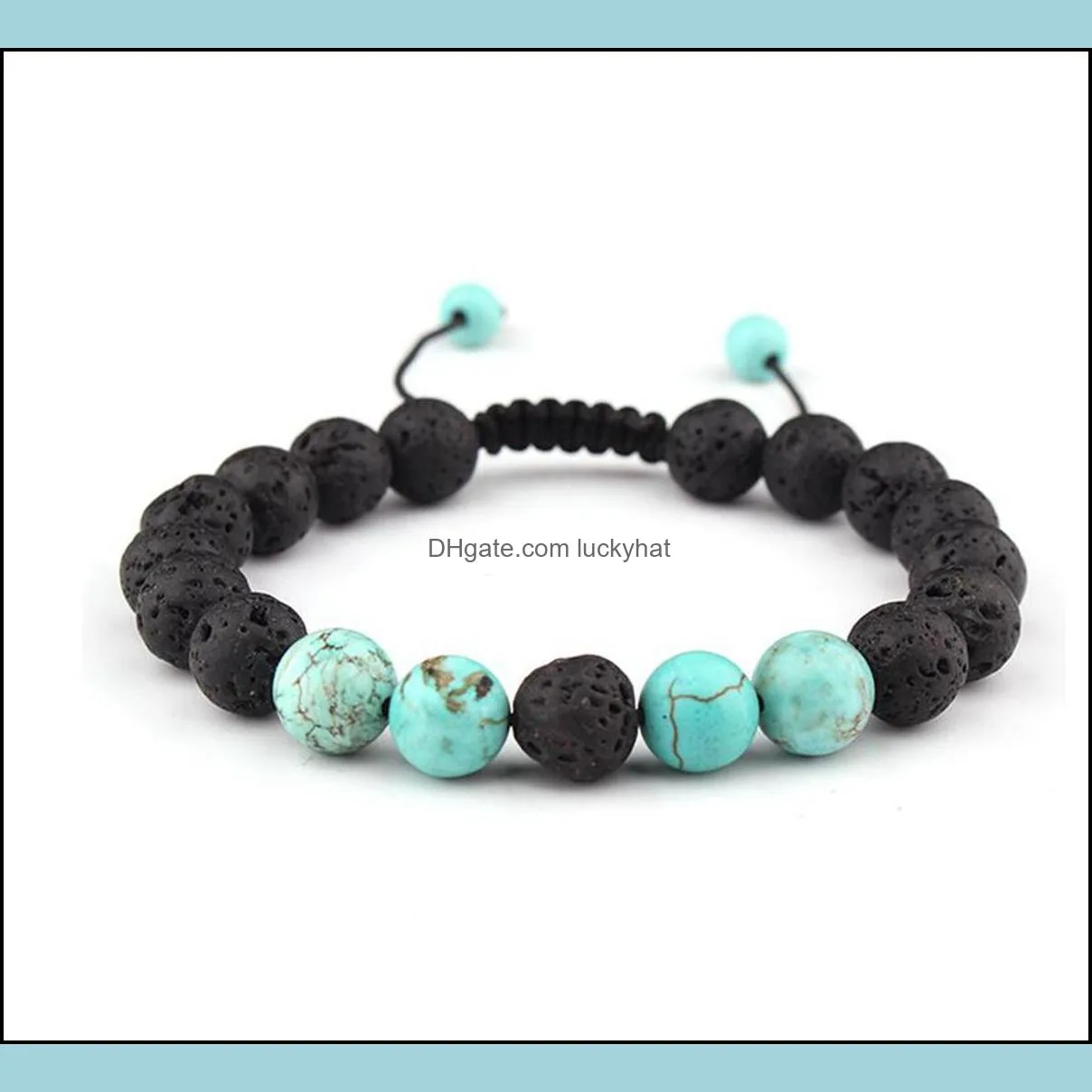 Charm Armbänder 8mm Perlen Lava Rock Diffusion Armband Damen Herren Geflochtenes Seil Natürlicher Geburtstag Valentinstag Geschenk Drop Lieferung 2 DHPSE