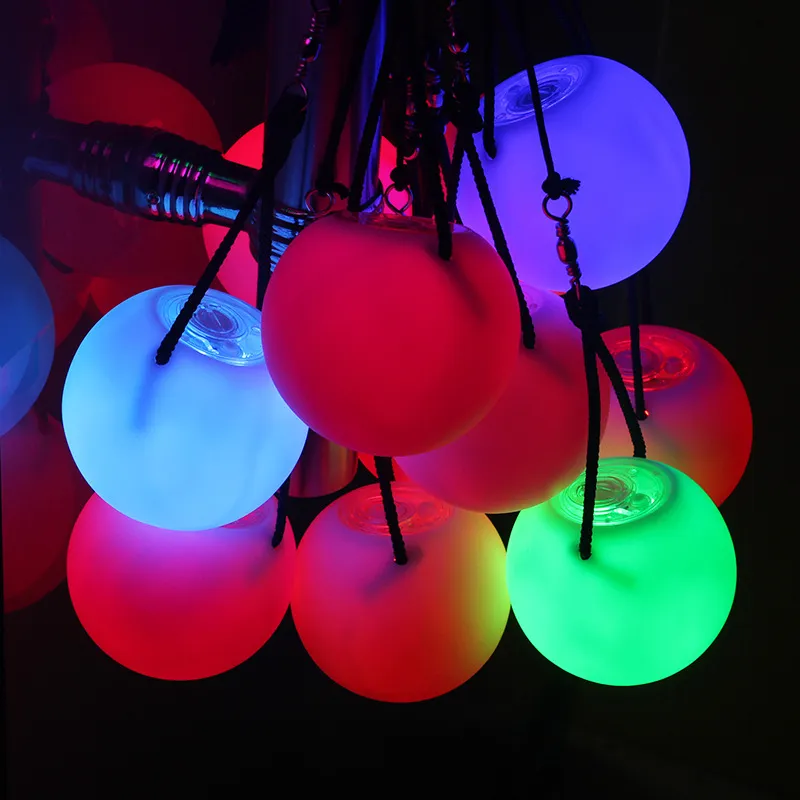 Novel Color Fitness Ball Led Light Up Toys Square Belly Dance Throw the Balls Hanging Rope Colorful Fitness Ball