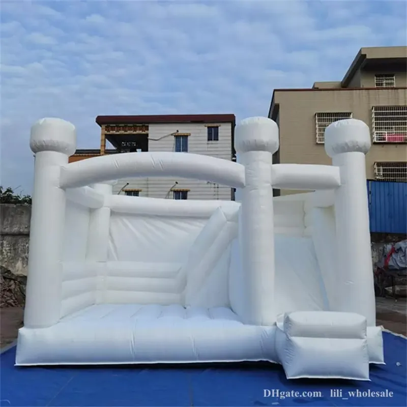 Maison gonflable blanche de mariage de rebond de 13x15 pieds avec la tente de videur de château de rebond de glissière centre combiné ultime pour des enfants