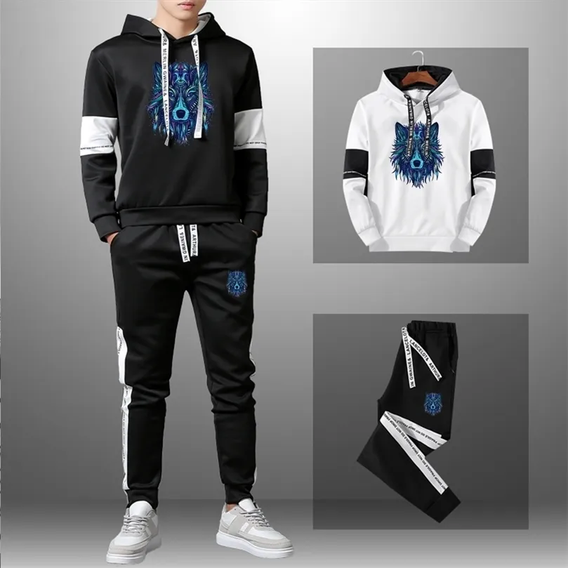 Herren Trainingsanzüge Männer Hoodie Sets Trainingsanzug Herren Casual Sweatshirt Jogginghose Winter Männlich Pullover Jogging Laufen Gym Sport Streetwear Kleidung 220906