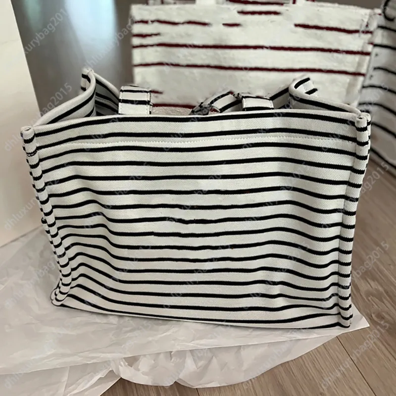 Canvas Tote Bag Black Stripes Shopping Handbags Large Capacity Shoulder Bags Travel Women Wholesale Top Designer Casual Totes Artistic Classic Handbag