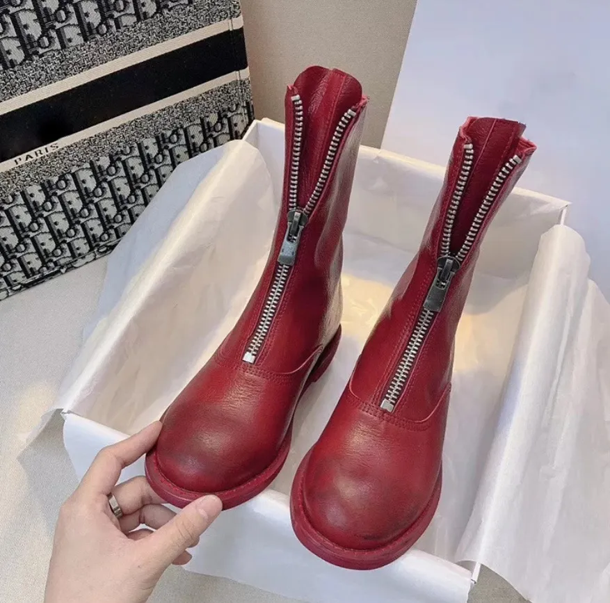 Boots Guidi ghost emperor zipper short boots women's autumn and winter front leather Martin increase slim inside With box