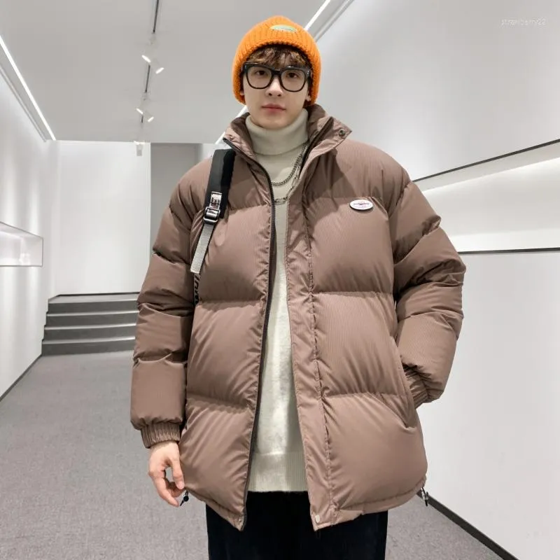 Männer Unten Koreanischen Stil Puff Jacke Männer Winter Trend Stehkragen Oversize Gepolsterte Grau Mantel Straße Puffer Outwear Unisex warme