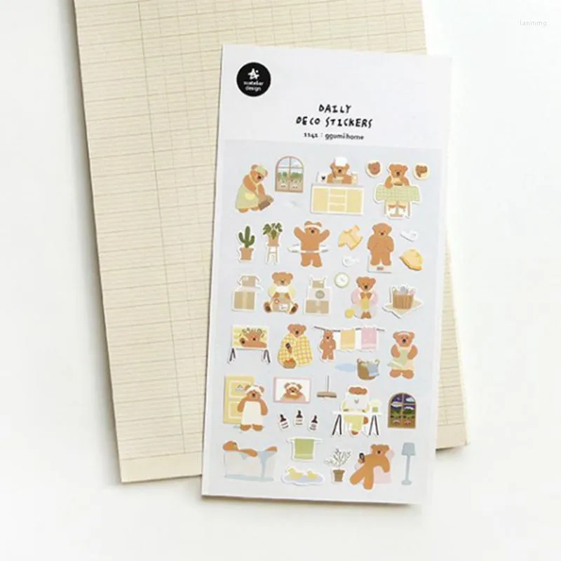 Papel de regalo Suatelier Ggumi Home Sticker Scrapbooking Supplies Korean Cute Bear Stickers Daily Deco Po Junk Journal DIY Craft