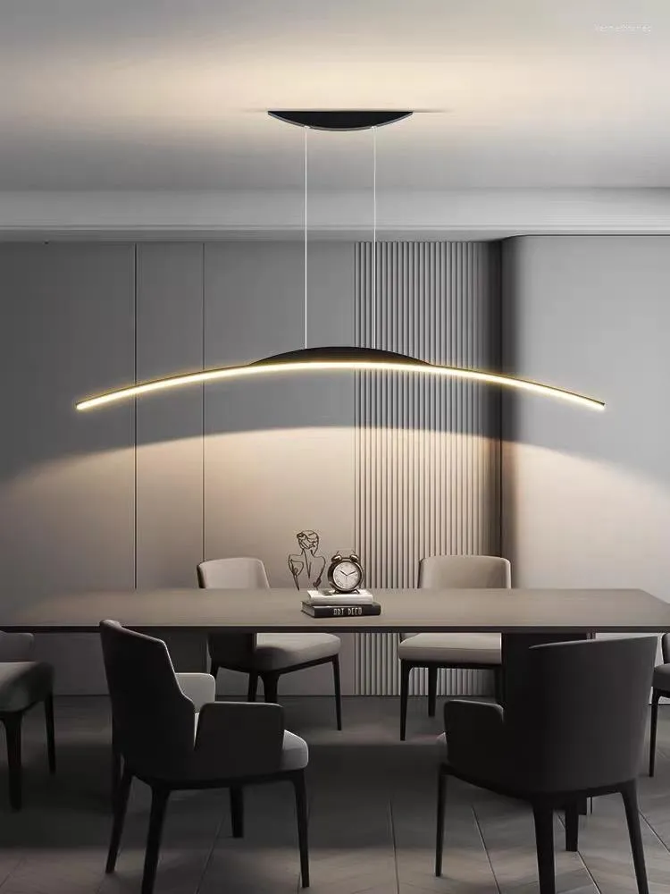 Lampes suspendues Lustre minimaliste moderne Suspension horizontale Led Lampe Salle à manger Cuisine Bureau Front Desk Luminaire 2022